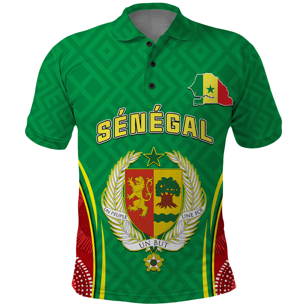 Senegal Polo Shirt Africa Tribal Pattern With Coat Of Arms TS06 - Wonder Print Shop
