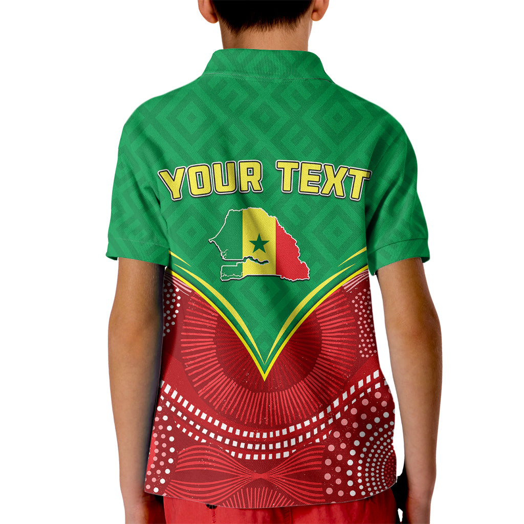 Personalised Senegal Kid Polo Shirt Africa Tribal Pattern With Coat Of Arms TS06 - Wonder Print Shop