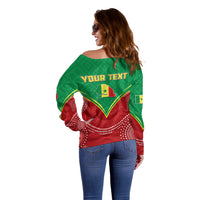 Personalised Senegal Off Shoulder Sweater Africa Tribal Pattern With Coat Of Arms TS06 - Wonder Print Shop