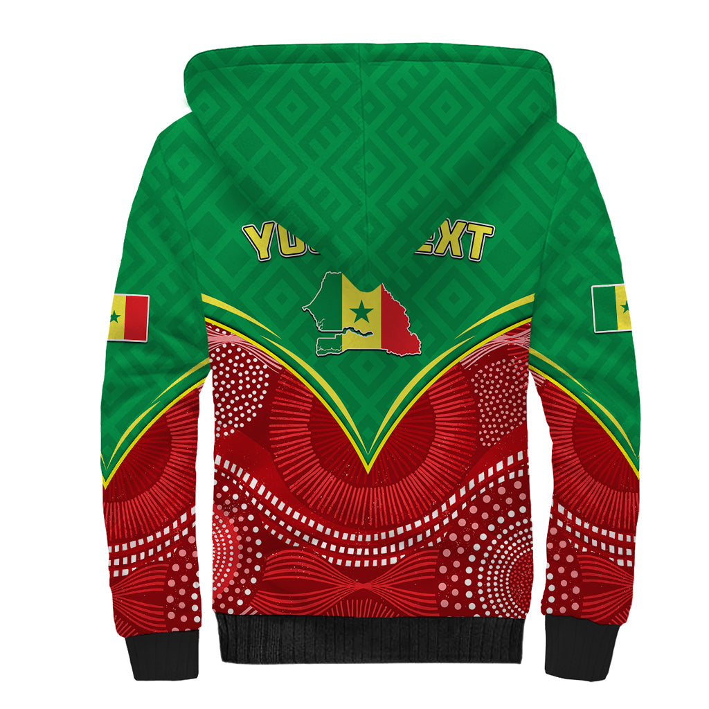 Personalised Senegal Sherpa Hoodie Africa Tribal Pattern With Coat Of Arms TS06 - Wonder Print Shop