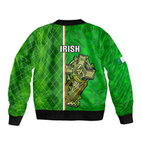 Ireland Sleeve Zip Bomber Jacket Cross With Shamrock Simple Style TS06 - Wonder Print Shop