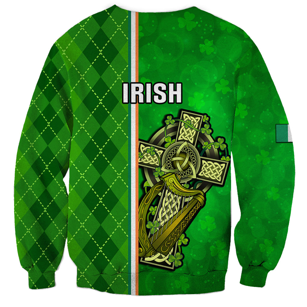 Ireland Sweatshirt Cross With Shamrock Simple Style TS06 - Wonder Print Shop