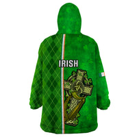Ireland Wearable Blanket Hoodie Cross With Shamrock Simple Style TS06 - Wonder Print Shop