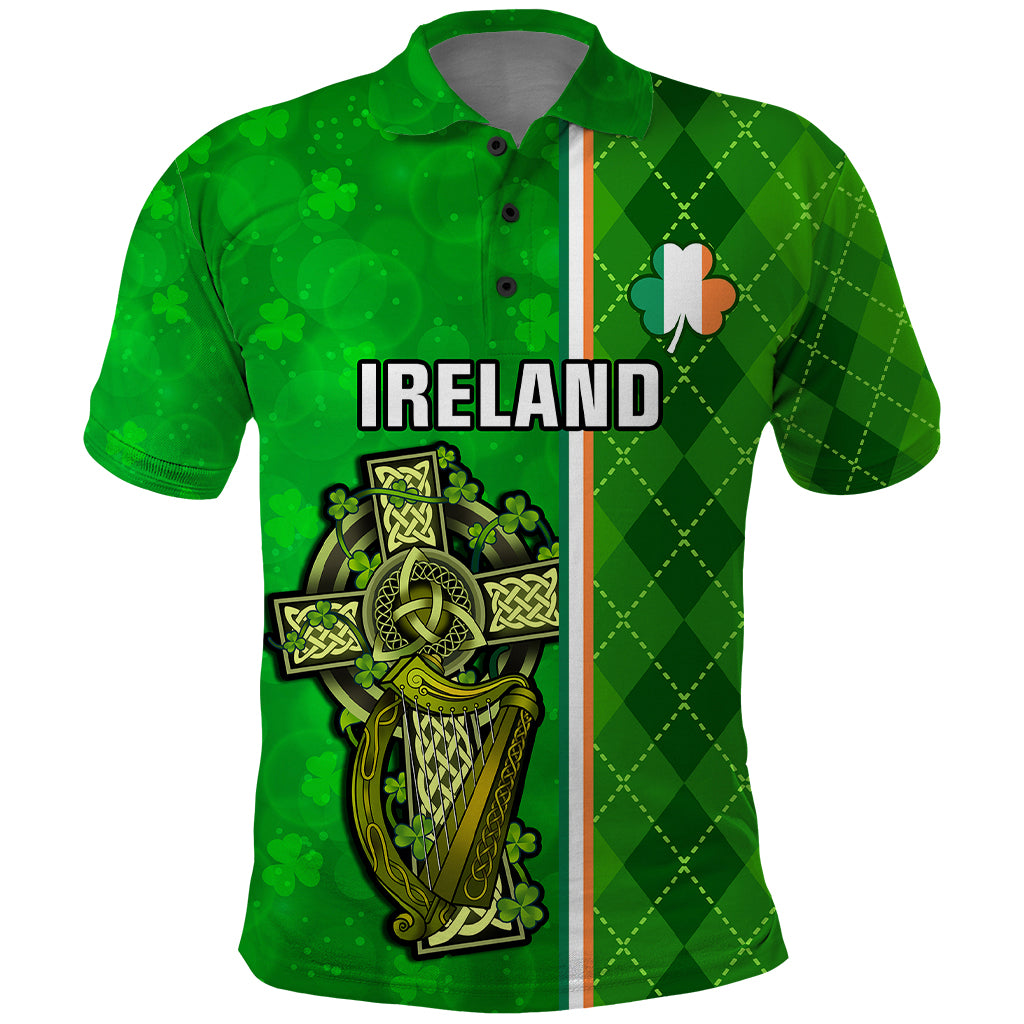 Personalised Ireland Polo Shirt Cross With Shamrock Simple Style TS06 - Wonder Print Shop