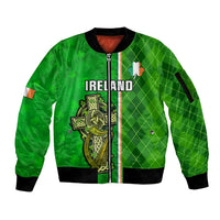 Personalised Ireland Sleeve Zip Bomber Jacket Cross With Shamrock Simple Style TS06 - Wonder Print Shop