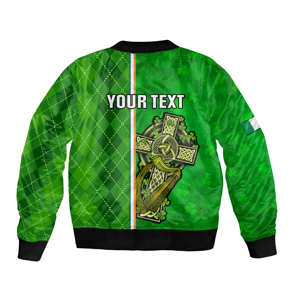 Personalised Ireland Sleeve Zip Bomber Jacket Cross With Shamrock Simple Style TS06 - Wonder Print Shop