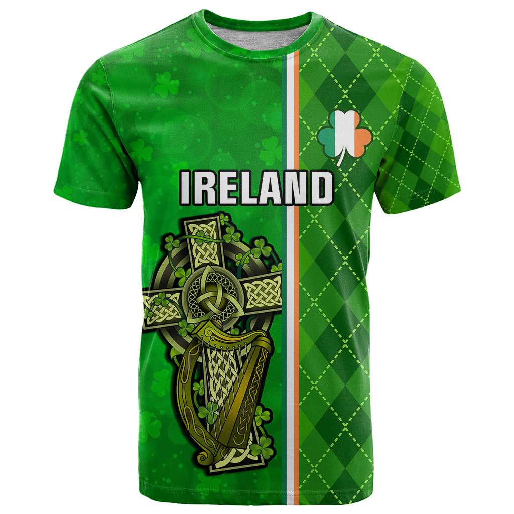 Personalised Ireland T Shirt Cross With Shamrock Simple Style TS06 - Wonder Print Shop