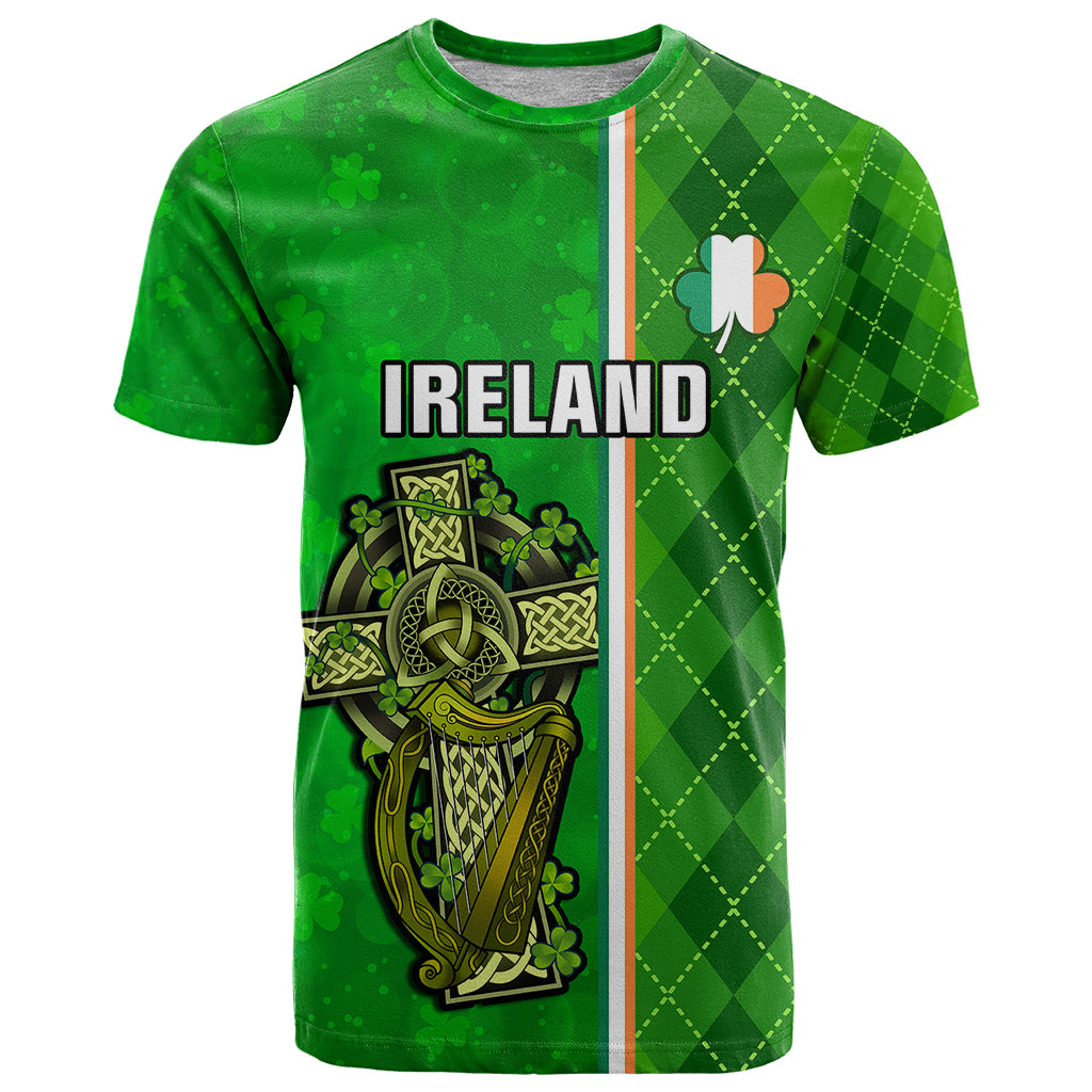 personalised-ireland-t-shirt-cross-with-shamrock-simple-style