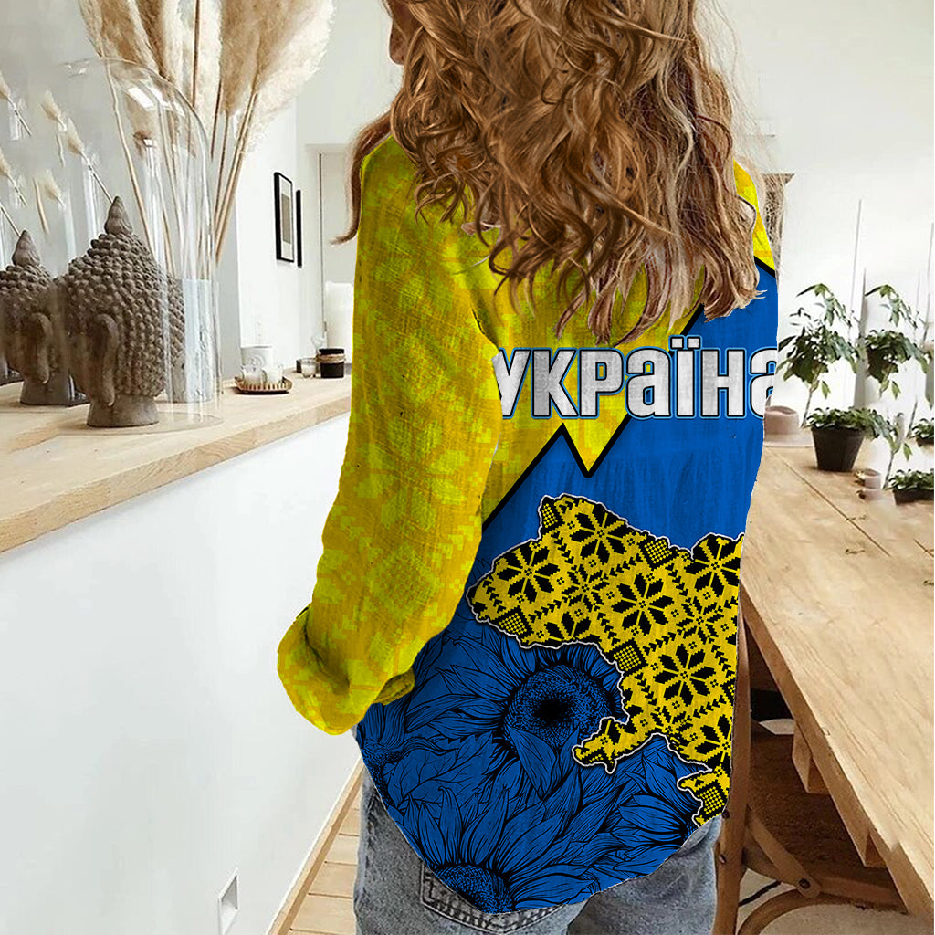 Ukraine Women Casual Shirt Sunflower With Ukraine Folk Patterns TS06 - Wonder Print Shop