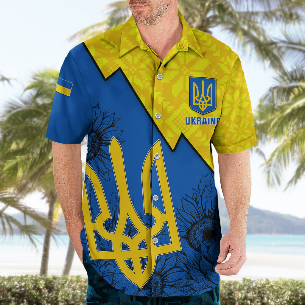 Personalised Ukraine Hawaiian Shirt Sunflower With Ukraine Folk Patterns TS06 - Wonder Print Shop