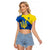 Personalised Ukraine Raglan Cropped T Shirt Sunflower With Ukraine Folk Patterns TS06 - Wonder Print Shop