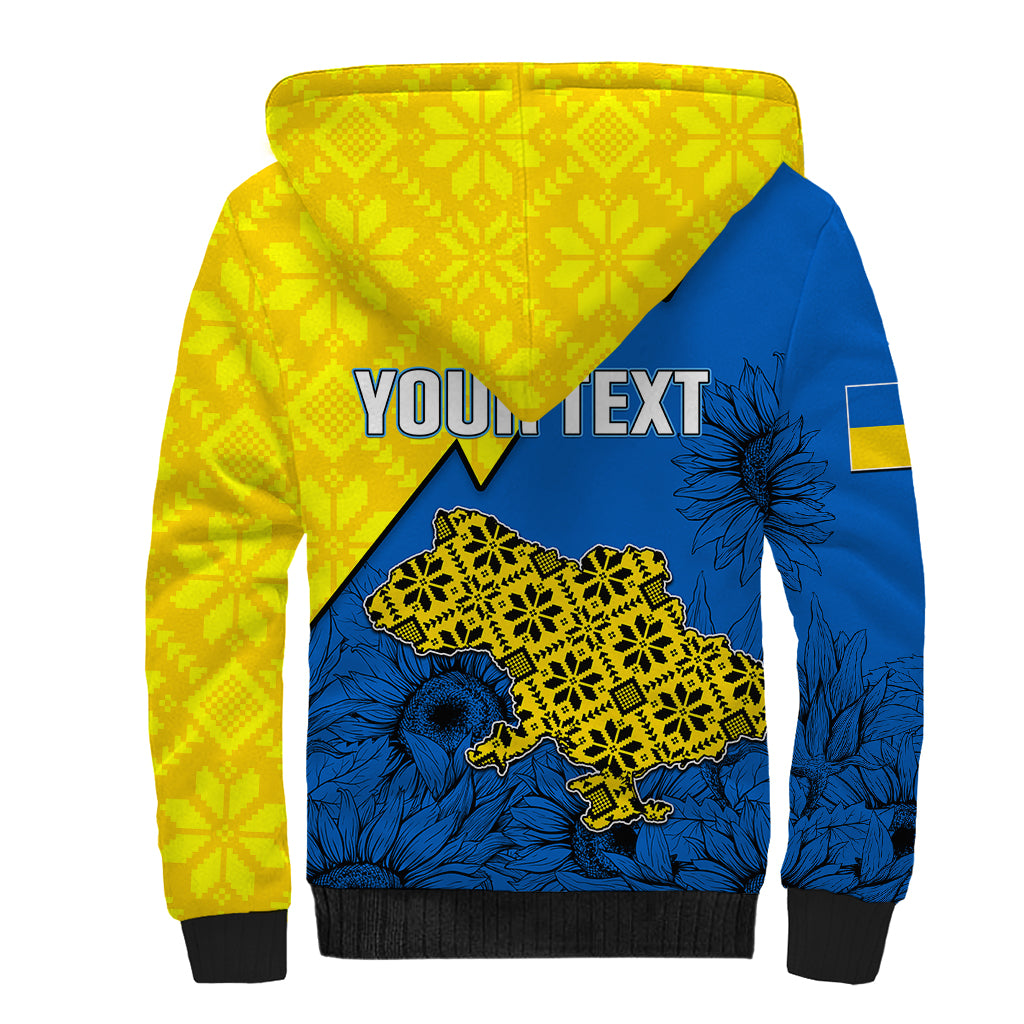 Personalised Ukraine Sherpa Hoodie Sunflower With Ukraine Folk Patterns TS06 - Wonder Print Shop