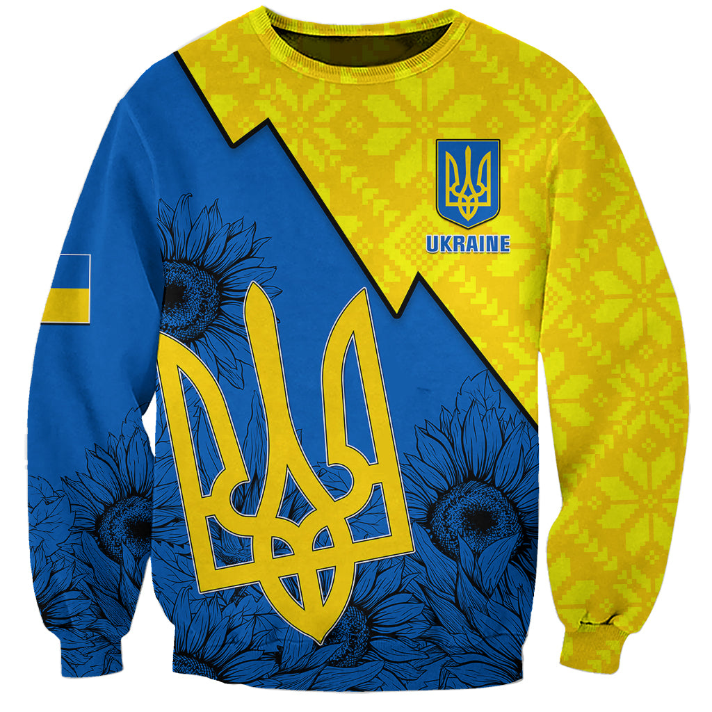 Personalised Ukraine Sweatshirt Sunflower With Ukraine Folk Patterns TS06 - Wonder Print Shop