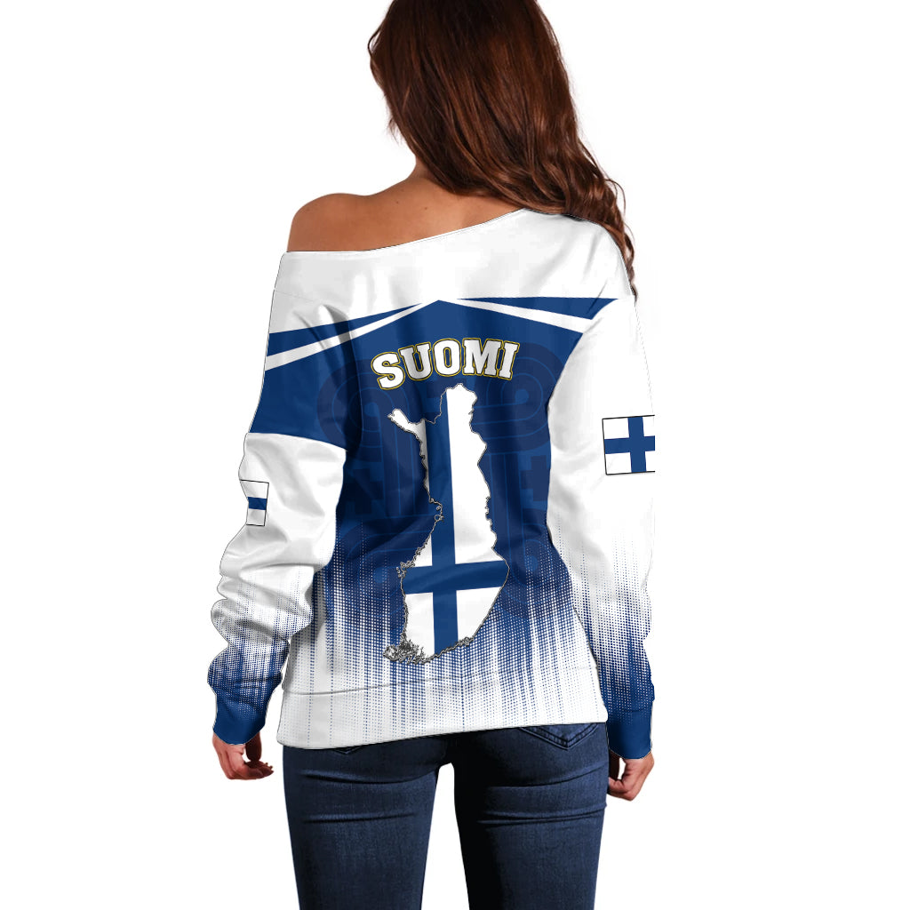 Finland Off Shoulder Sweater Coat Of Arms Mix Hannunvaakuna TS06 - Wonder Print Shop