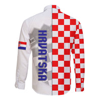 Croatia Long Sleeve Button Shirt Chessboard Mix Coat Of Arms TS06 - Wonder Print Shop