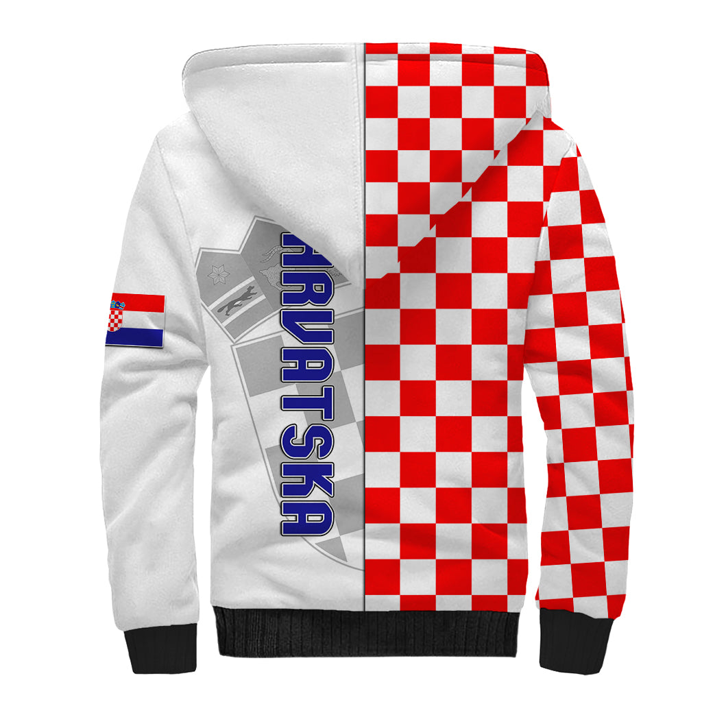 Croatia Sherpa Hoodie Chessboard Mix Coat Of Arms TS06 - Wonder Print Shop