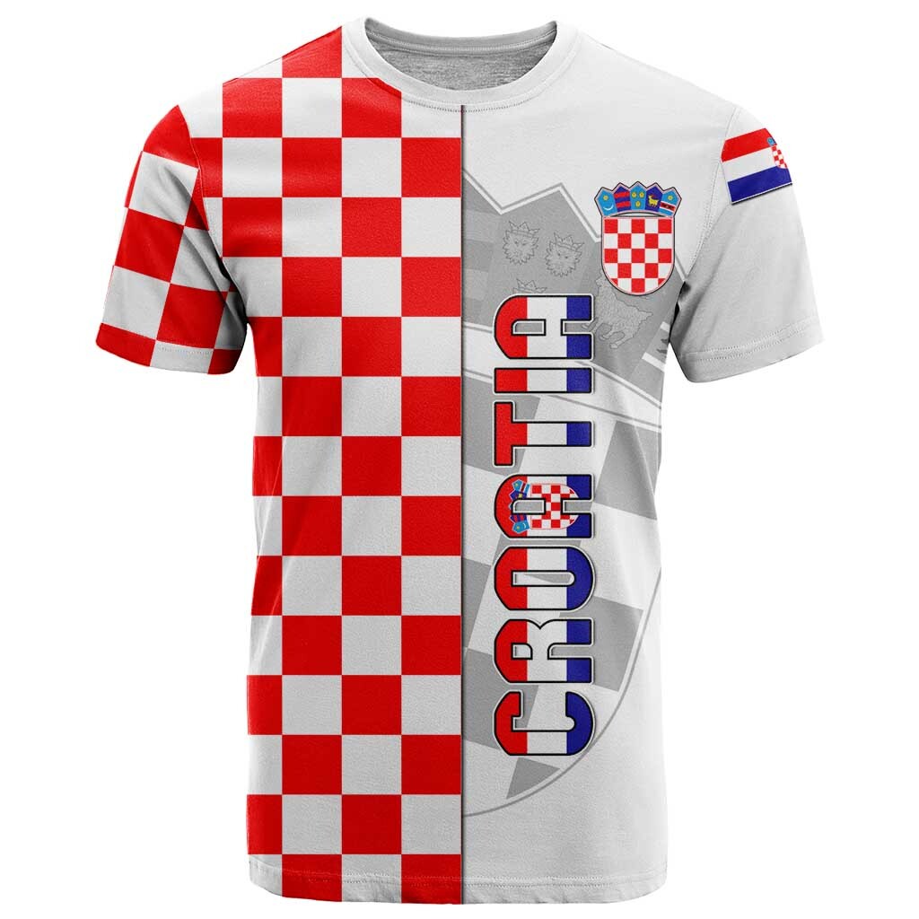 Croatia T Shirt Chessboard Mix Coat Of Arms TS06