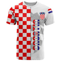 White Croatia T-shirt with red-and-white checker panel, crest and vertical text