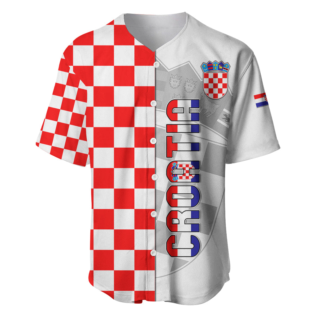Personalised Croatia Baseball Jersey Chessboard Mix Coat Of Arms TS06 - Wonder Print Shop
