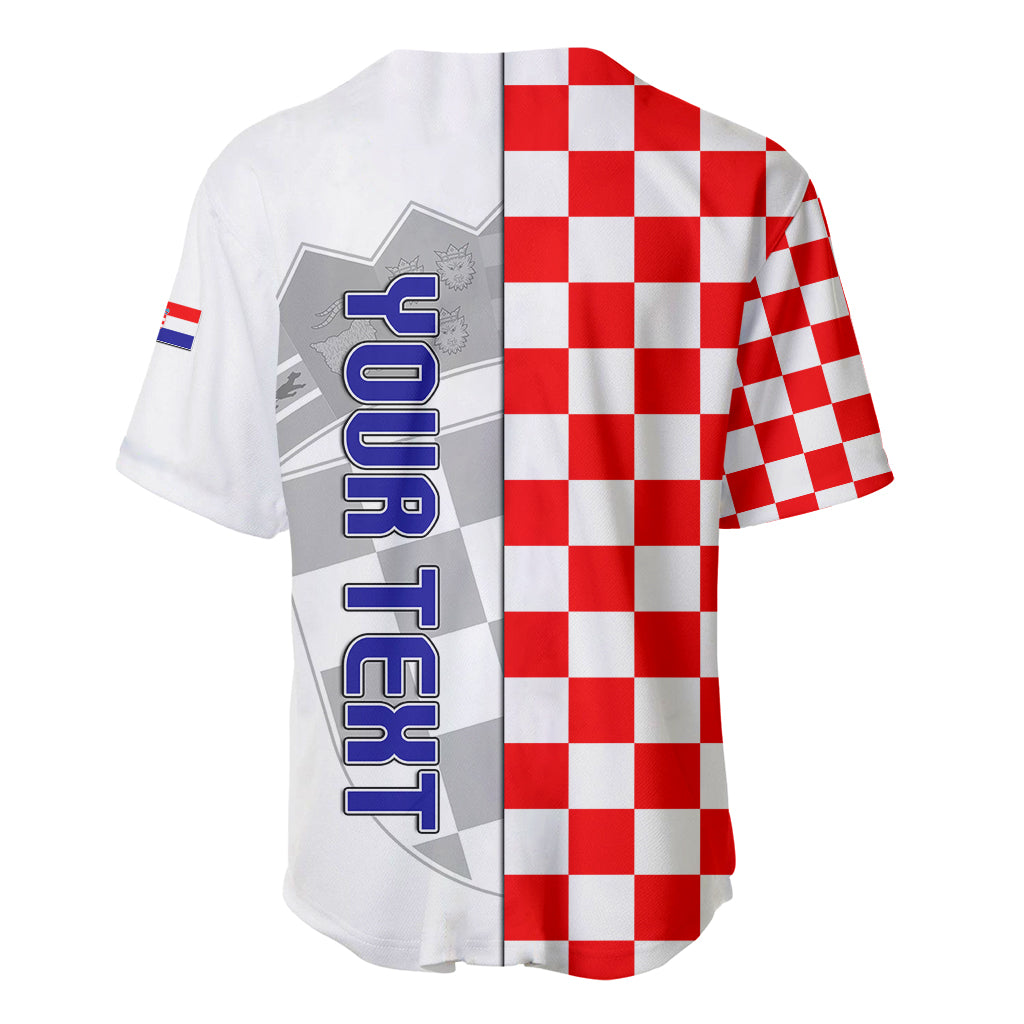 Personalised Croatia Baseball Jersey Chessboard Mix Coat Of Arms TS06 - Wonder Print Shop