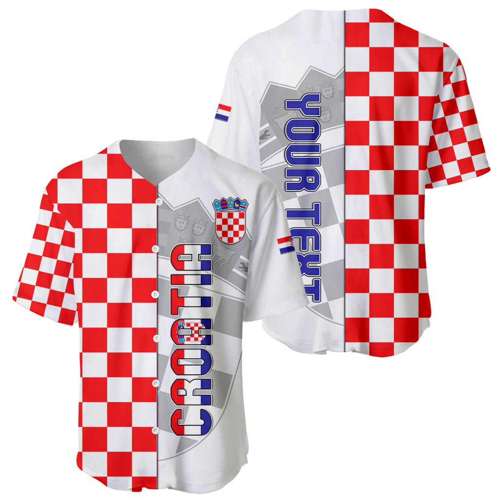 Personalised Croatia Baseball Jersey Chessboard Mix Coat Of Arms TS06 - Wonder Print Shop