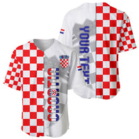 Personalised Croatia Baseball Jersey Chessboard Mix Coat Of Arms TS06 - Wonder Print Shop