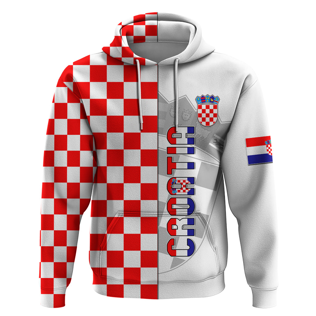 Personalised Croatia Hoodie Chessboard Mix Coat Of Arms TS06 - Wonder Print Shop