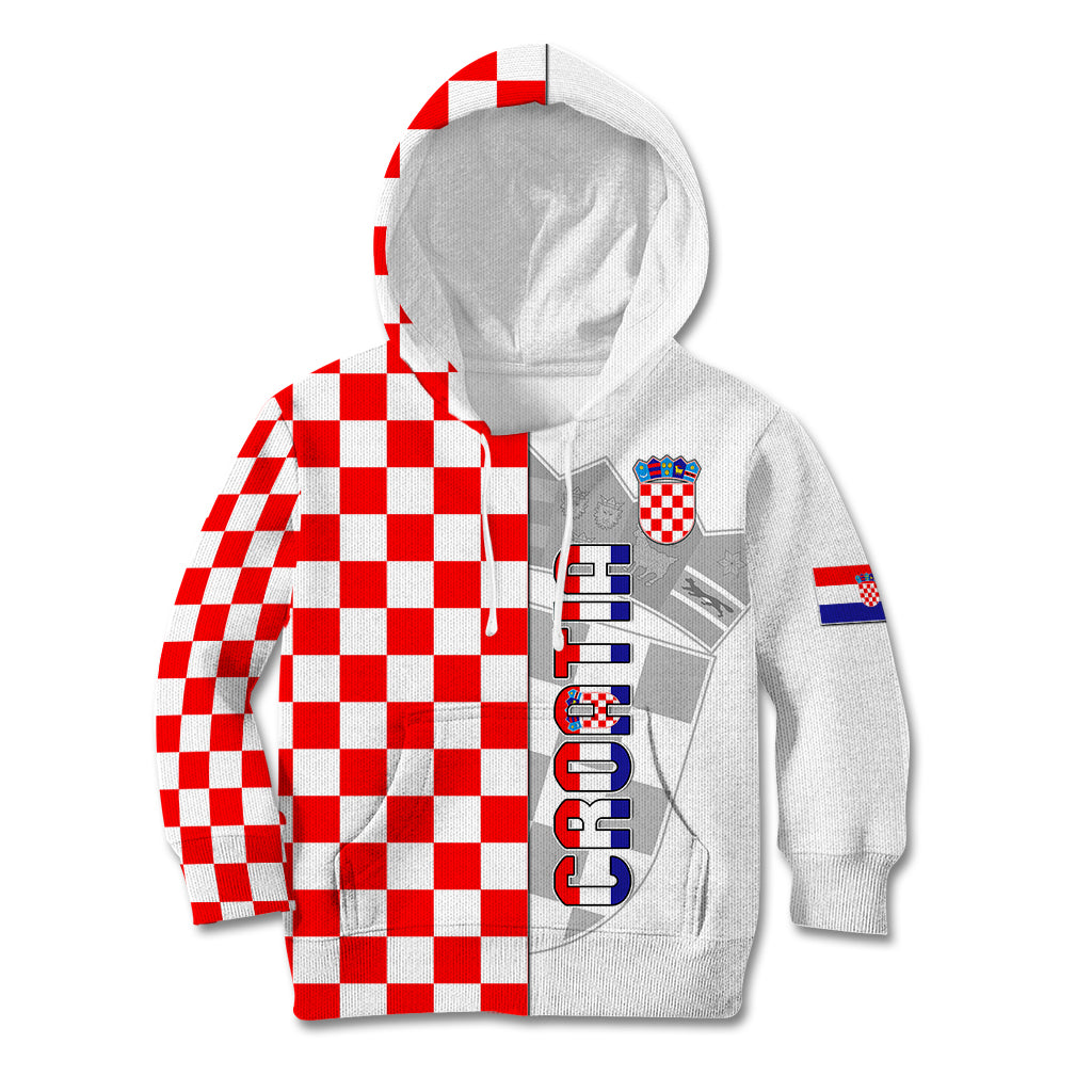 Personalised Croatia Kid Hoodie Chessboard Mix Coat Of Arms TS06 - Wonder Print Shop