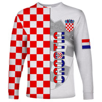 Personalised Croatia Long Sleeve Shirt Chessboard Mix Coat Of Arms TS06 - Wonder Print Shop
