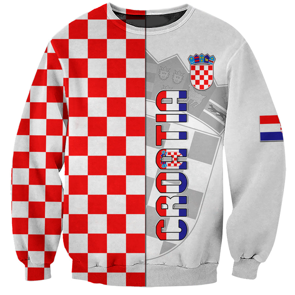 Personalised Croatia Sweatshirt Chessboard Mix Coat Of Arms TS06 - Wonder Print Shop