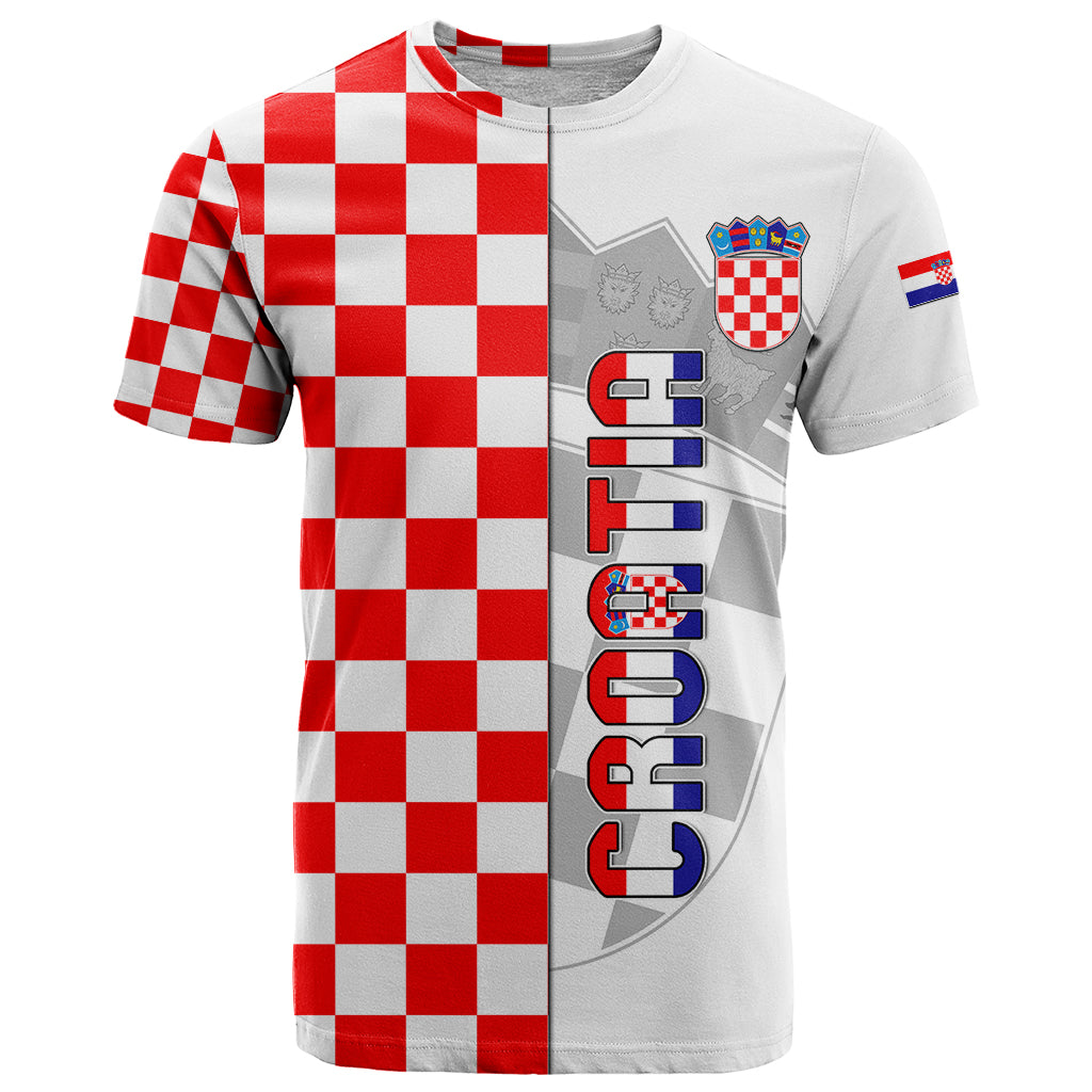 Personalised Croatia T Shirt Chessboard Mix Coat Of Arms TS06 - Wonder Print Shop