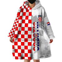Personalised Croatia Wearable Blanket Hoodie Chessboard Mix Coat Of Arms TS06 - Wonder Print Shop