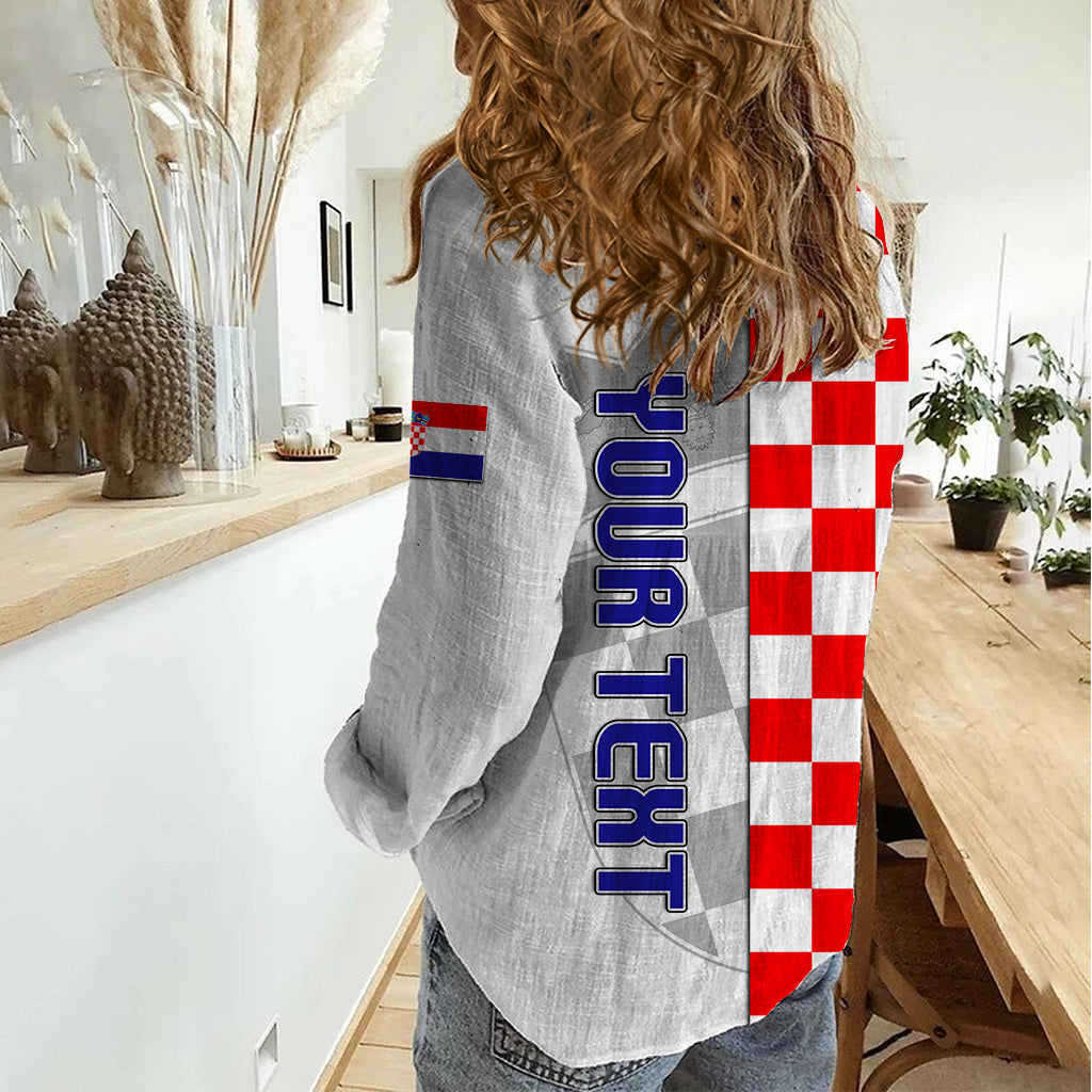 Personalised Croatia Women Casual Shirt Chessboard Mix Coat Of Arms TS06 - Wonder Print Shop
