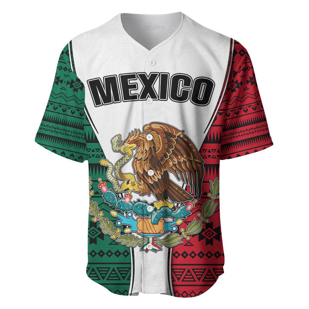 Mexico Baseball Jersey Coat Of Arms With Mexican Aztec Pattern TS06 - Wonder Print Shop