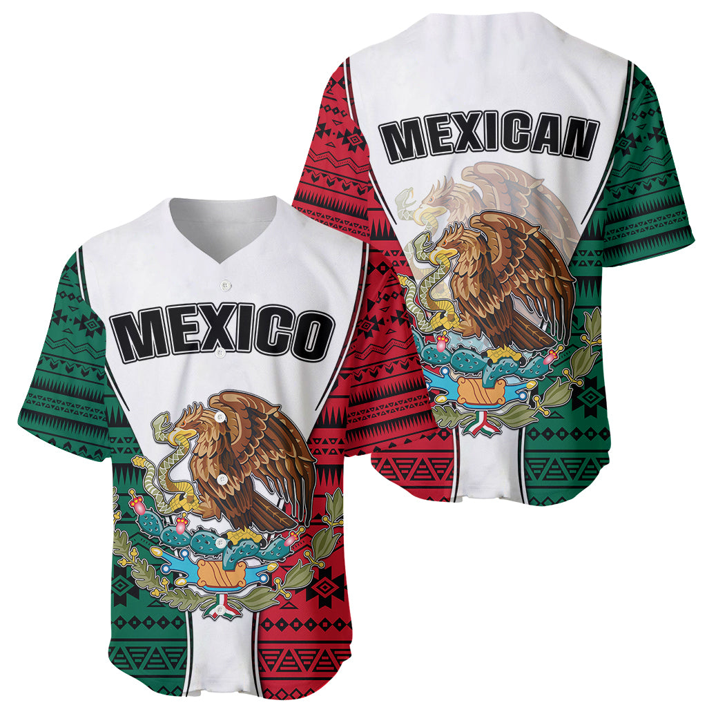 Mexico Baseball Jersey Coat Of Arms With Mexican Aztec Pattern TS06 - Wonder Print Shop