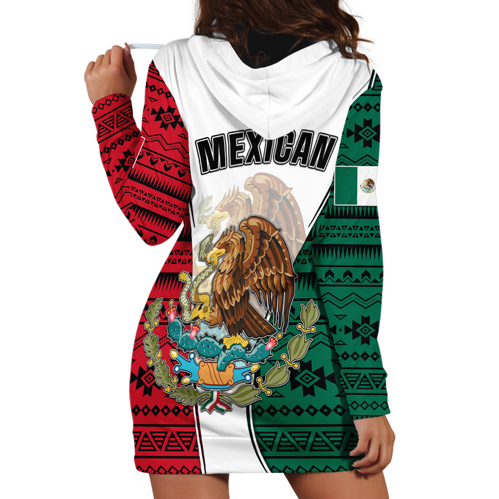 Mexico Hoodie Dress Coat Of Arms With Mexican Aztec Pattern TS06 - Wonder Print Shop