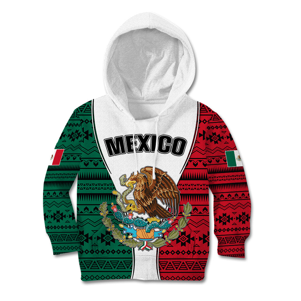 Mexico Kid Hoodie Coat Of Arms With Mexican Aztec Pattern TS06 - Wonder Print Shop