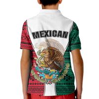 Mexico Kid Polo Shirt Coat Of Arms With Mexican Aztec Pattern TS06 - Wonder Print Shop