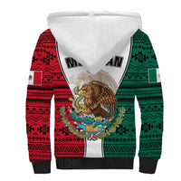 Mexico Sherpa Hoodie Coat Of Arms With Mexican Aztec Pattern TS06 - Wonder Print Shop