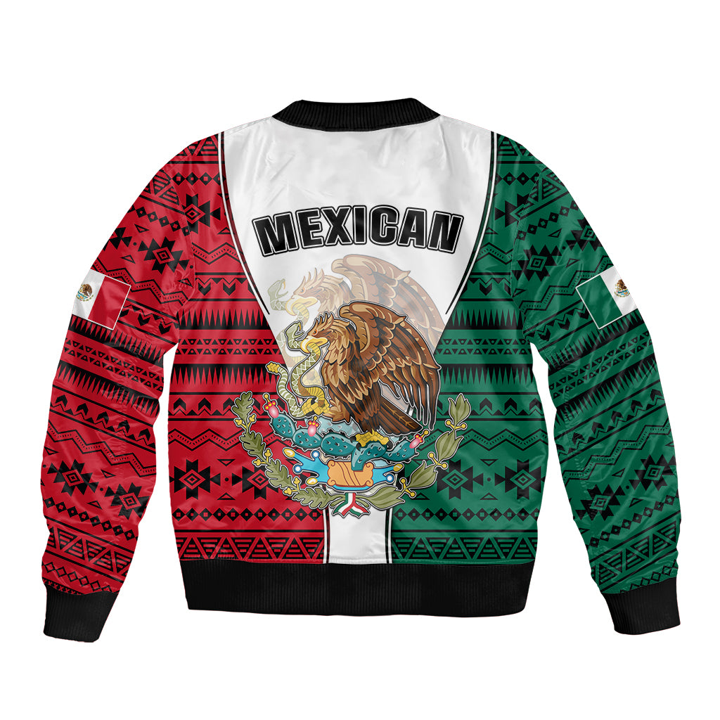 Mexico Sleeve Zip Bomber Jacket Coat Of Arms With Mexican Aztec Pattern TS06 - Wonder Print Shop