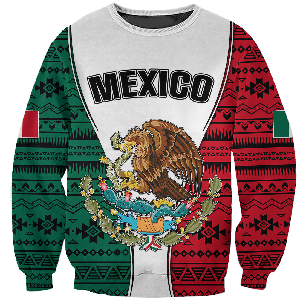 Mexico Sweatshirt Coat Of Arms With Mexican Aztec Pattern TS06 - Wonder Print Shop