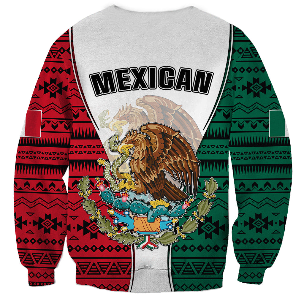 Mexico Sweatshirt Coat Of Arms With Mexican Aztec Pattern TS06 - Wonder Print Shop