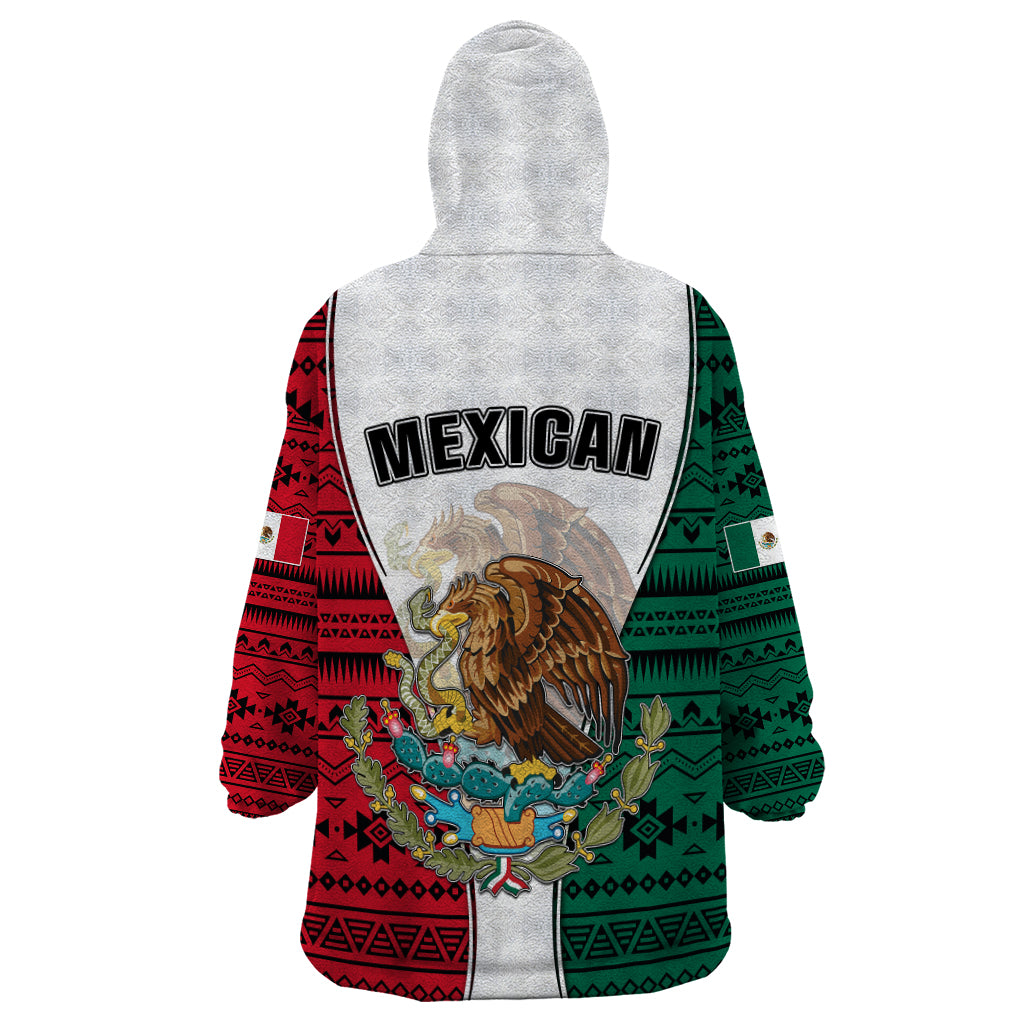 Mexico Wearable Blanket Hoodie Coat Of Arms With Mexican Aztec Pattern TS06 - Wonder Print Shop
