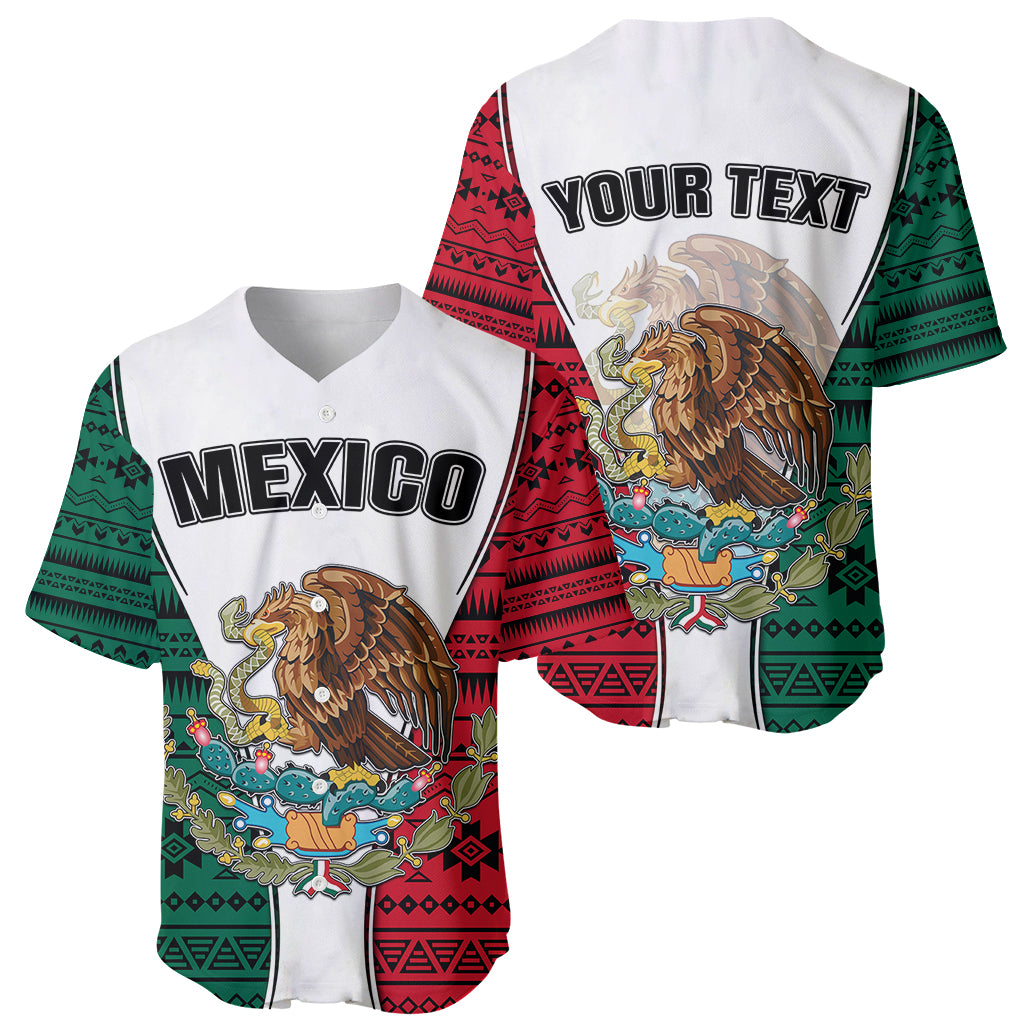 Personlised Mexico Baseball Jersey Coat Of Arms With Mexican Aztec Pattern TS06 - Wonder Print Shop
