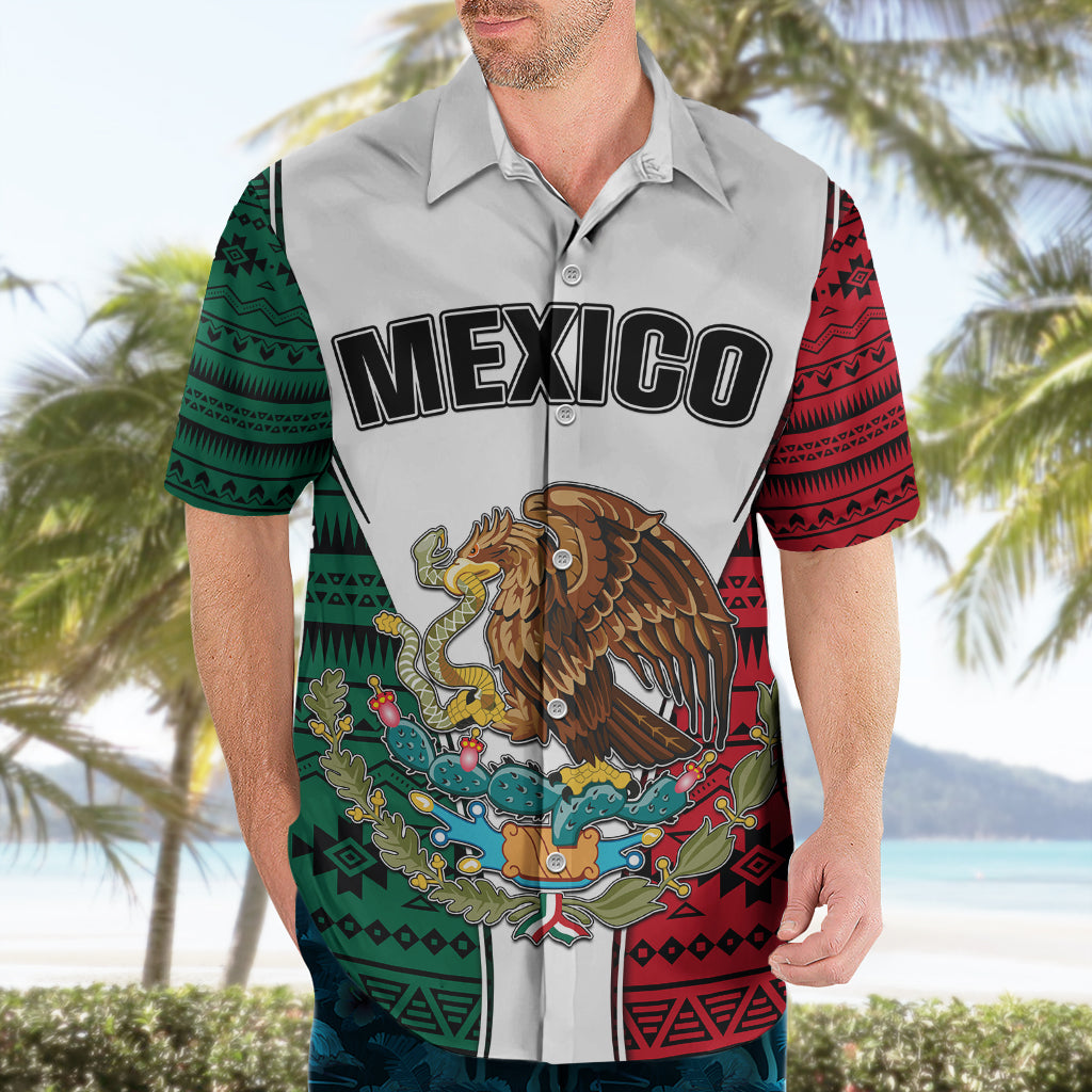 Personlised Mexico Hawaiian Shirt Coat Of Arms With Mexican Aztec Pattern TS06 - Wonder Print Shop