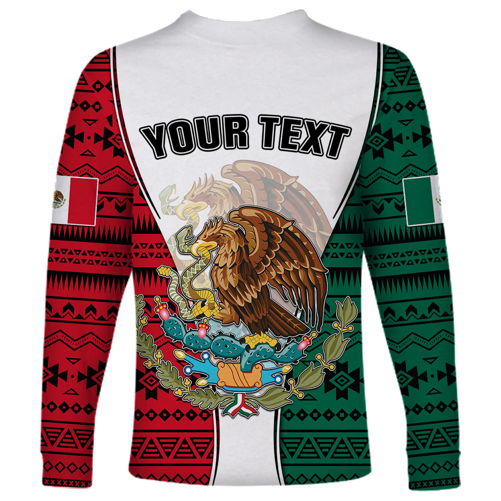 Personlised Mexico Long Sleeve Shirt Coat Of Arms With Mexican Aztec Pattern TS06 - Wonder Print Shop
