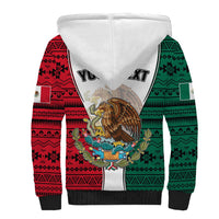 Personlised Mexico Sherpa Hoodie Coat Of Arms With Mexican Aztec Pattern TS06 - Wonder Print Shop