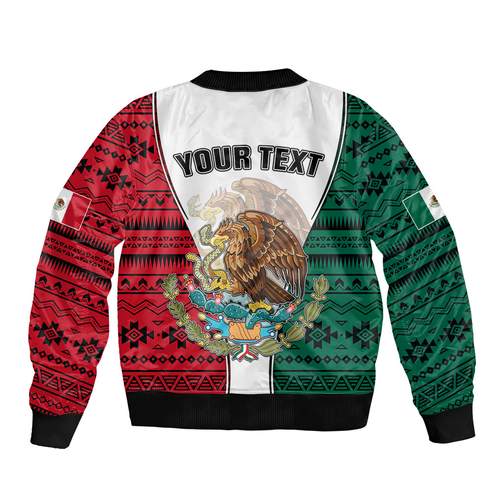 Personlised Mexico Sleeve Zip Bomber Jacket Coat Of Arms With Mexican Aztec Pattern TS06 - Wonder Print Shop