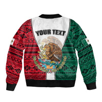 Personlised Mexico Sleeve Zip Bomber Jacket Coat Of Arms With Mexican Aztec Pattern TS06 - Wonder Print Shop
