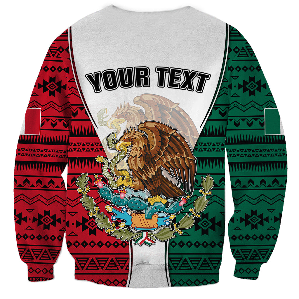 Personlised Mexico Sweatshirt Coat Of Arms With Mexican Aztec Pattern TS06 - Wonder Print Shop